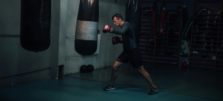 A person boxing