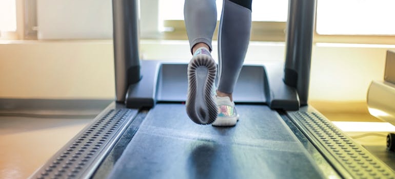 a person walking on a treadmill