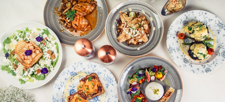 Assorted dishes on the table in Dubai.