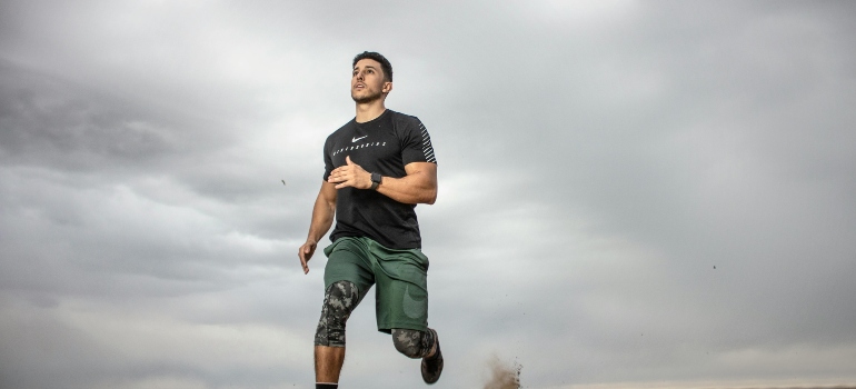 a boy running outside