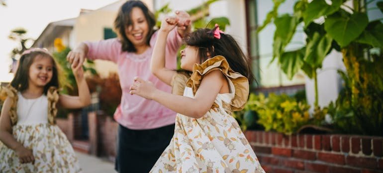 a family dancing
