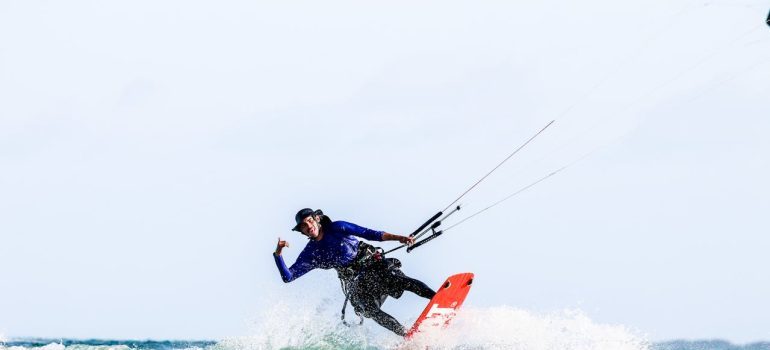 Man while Kitesurfing